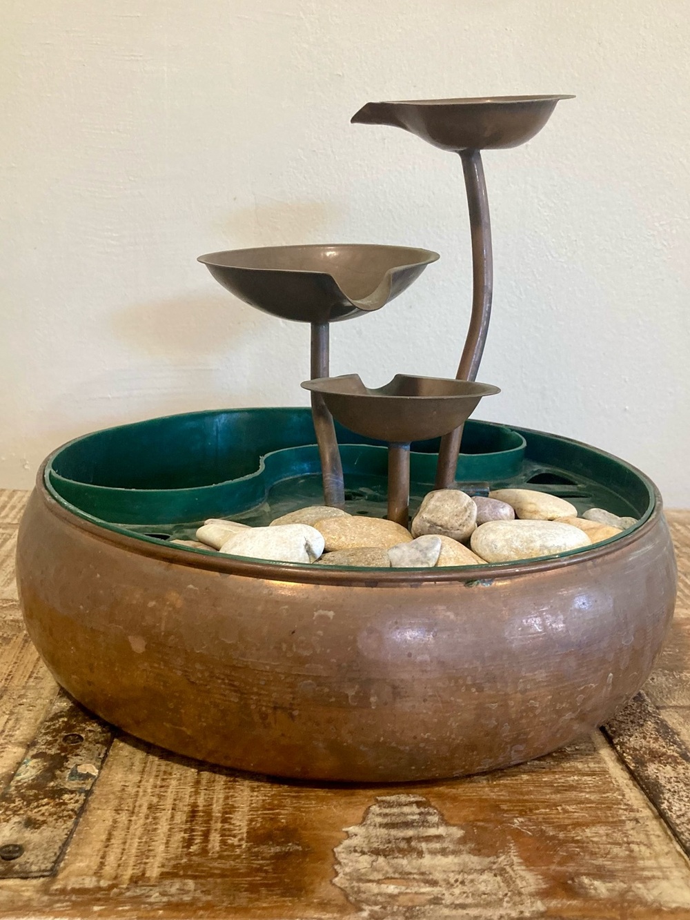 Tabletop Copper-Tone Fountain - Missing Pump! Lily Pad
